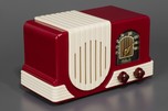 Raspberry + Ivory Trim Addison 2 &rsquo;Waterfall&rsquo; Plaskon Radio